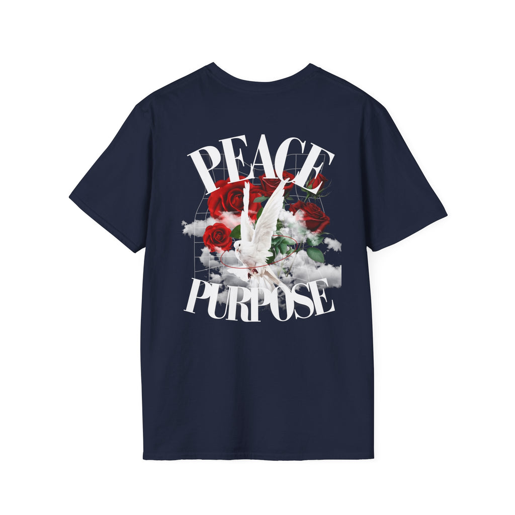 Peace & Purpose T-Shirt — Dove, Roses & Cloud Graphic Tee