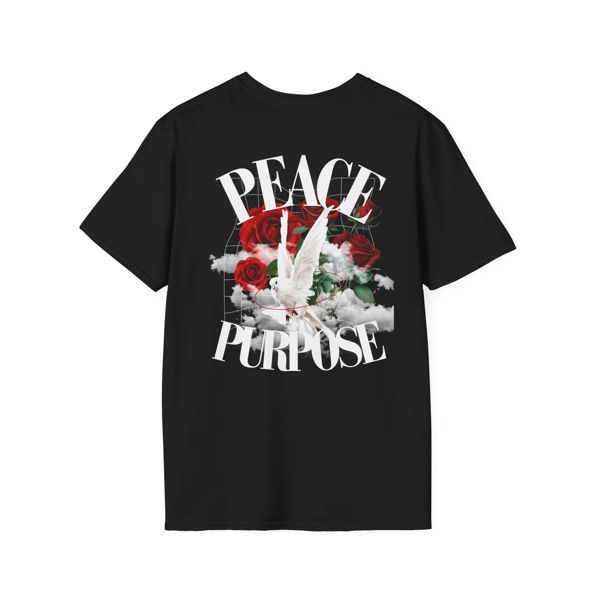 Peace & Purpose T-Shirt — Dove, Roses & Cloud Graphic Tee