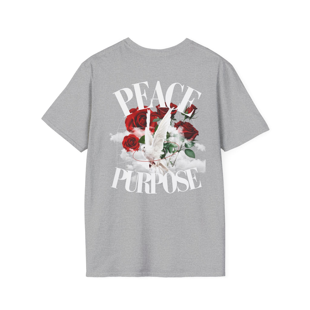 Peace & Purpose T-Shirt — Dove, Roses & Cloud Graphic Tee