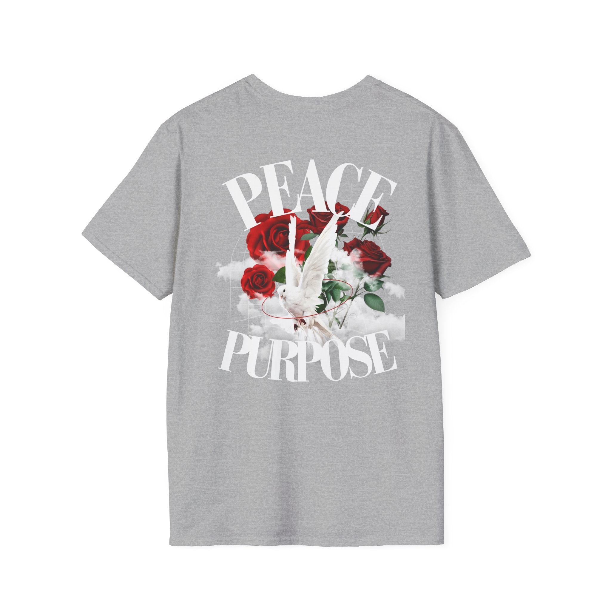 Peace & Purpose T-Shirt — Dove, Roses & Cloud Graphic Tee