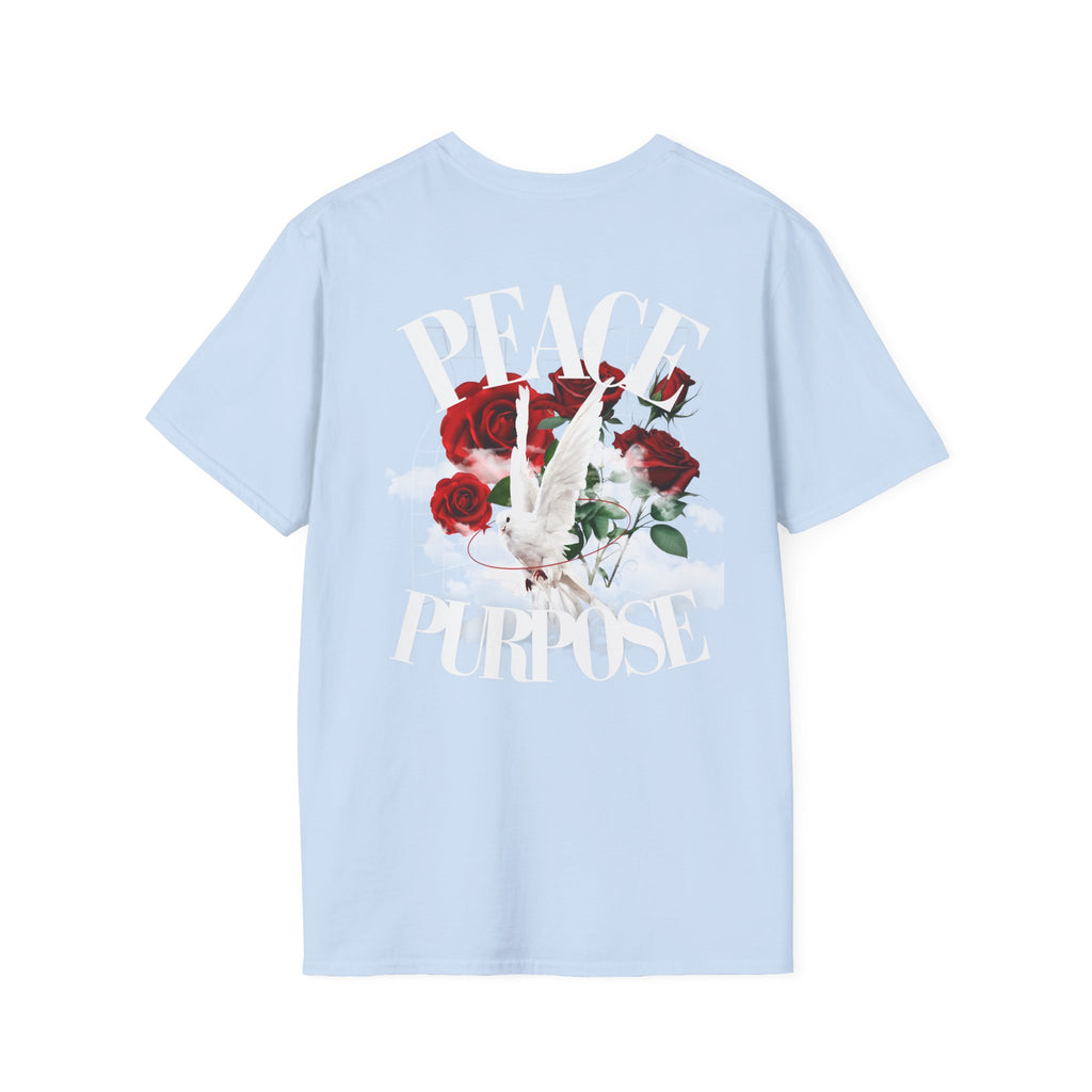 Peace & Purpose T-Shirt — Dove, Roses & Cloud Graphic Tee